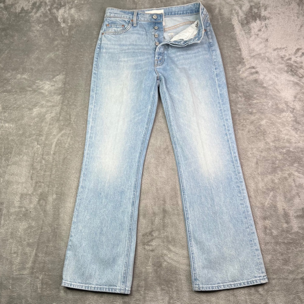 Mother Superior The Tripper Jeans Womens 27 Light Wash Straight Leg Button Fly